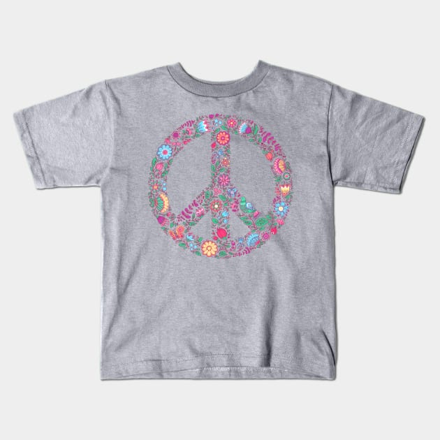 Peace Sign Flowers Kids T-Shirt by machmigo